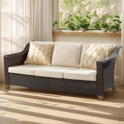 Wicker Patio Chairs Set of 2, Outdoor Rattan Furniture with Wide Armrest and Thick Cushions, Upgraded Large Size, Customized