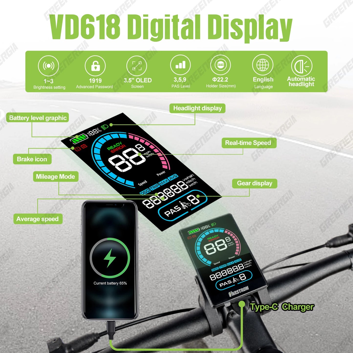 Ebike Display For BAFANG CAN BUS BBS Motor DPC010 DPC080 EKD01 Bluetooth Electric Bike Computer 5PIN Male Bicycle Speedometer