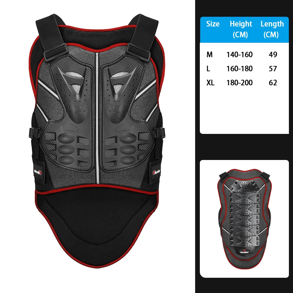 Men's Motorcycle Armor Anti-Fall Wear-Resistant Motorbike Jacket Body Armor Motocross Chest Back Protector Moto Riding Equipment