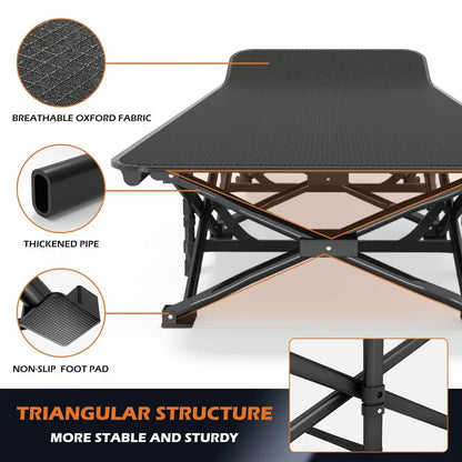Camping Cot for Adults with Cushion Comfortable, Portable Folding Bed for Sleeping, Lightweight Folding Bed with Carry Bag for K