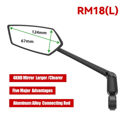 RBRL Wide Angle Bike Mirror Handlebar Ultra Clear Left Right Rearview mirror with Extended Mirror Arm for Electric Scooter