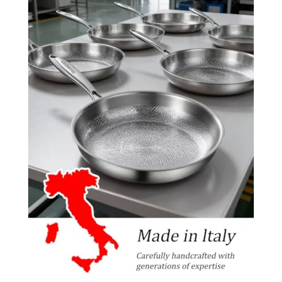 Titanium Frying Pans for Cooking Non Stick with Lid 11.81in Upgraded Non-toxic Pro Cookware Grill Pot for Stove Tops Camping Sk