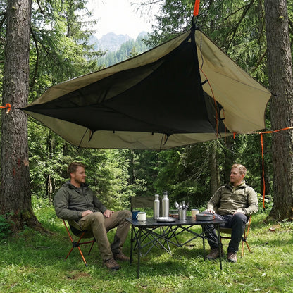 Outdoor Camping Hammock Quick Opening Hanging Hammocks Bed Net with Mosquito Net & RainFly 3 Point Hammock Tent Lay Flat Hammock