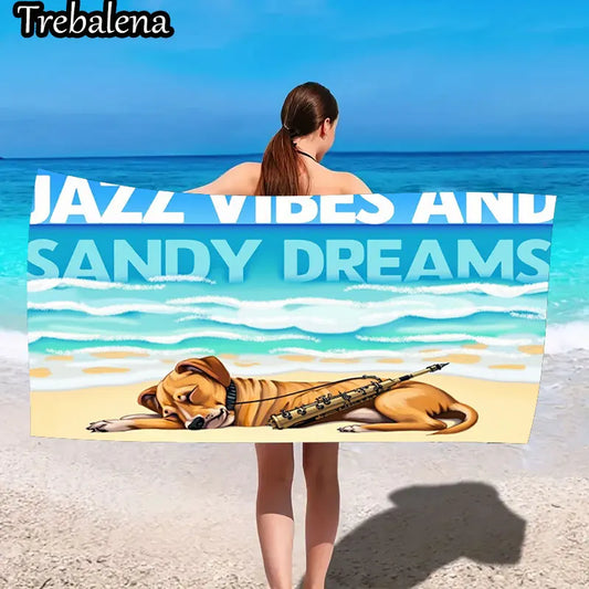 30*60inch Ultra-Soft Beach Towel with Jazz Vibes Sandy Dreams Beach Towel