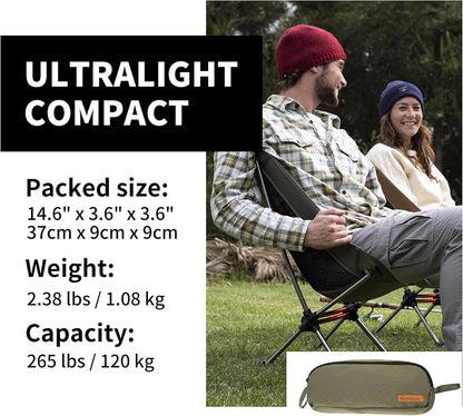 Naturehike YL08 Ultralight Camping Chair Portable Folding Travel Hiking Backpacking Chair Capacity 120kg with Anti-Sinking Feet