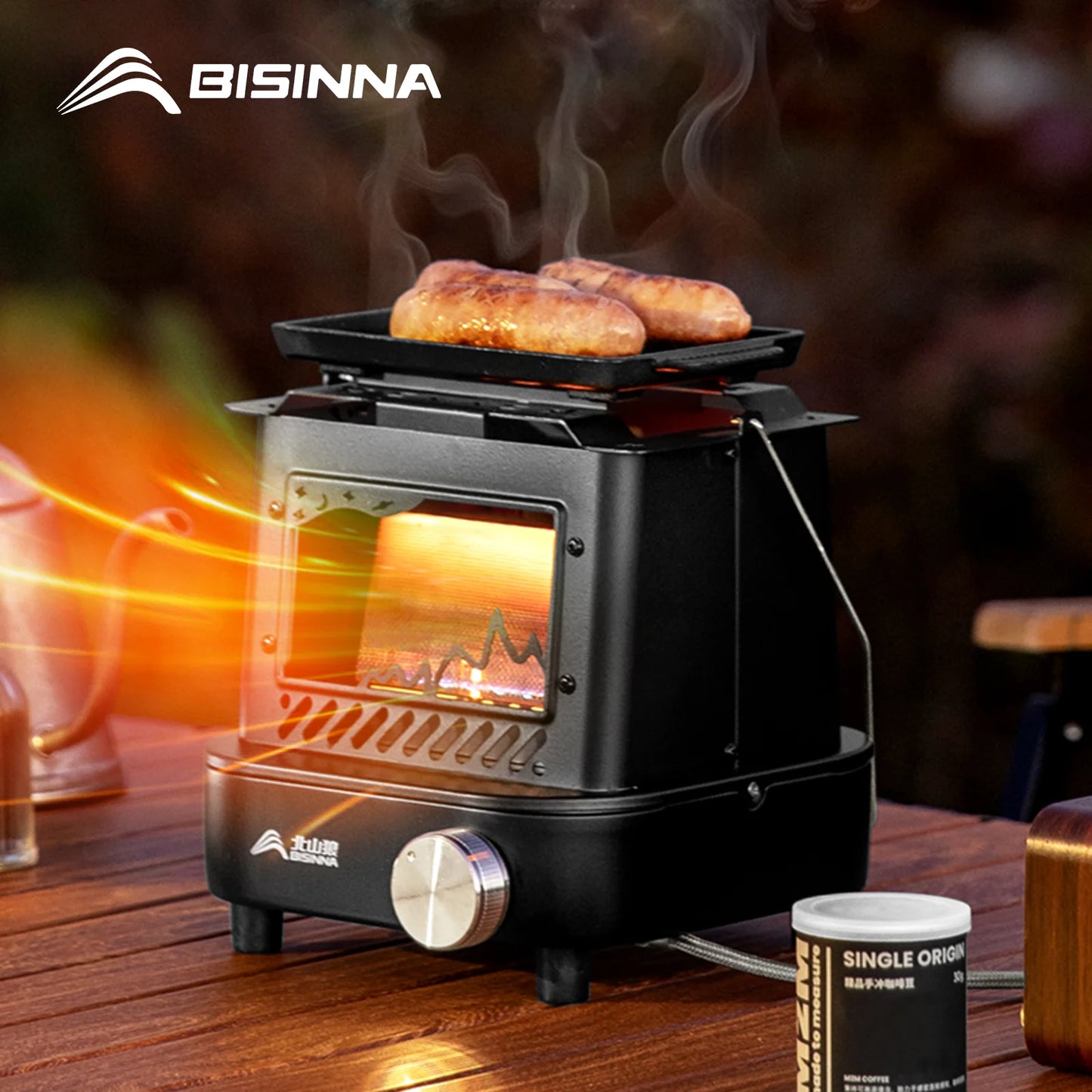 BISINNA Outdoor Heating Stove Portable Lightweight Retro Gas Stove Multi-functional Camping Heater for Hiking Picnic Fishing