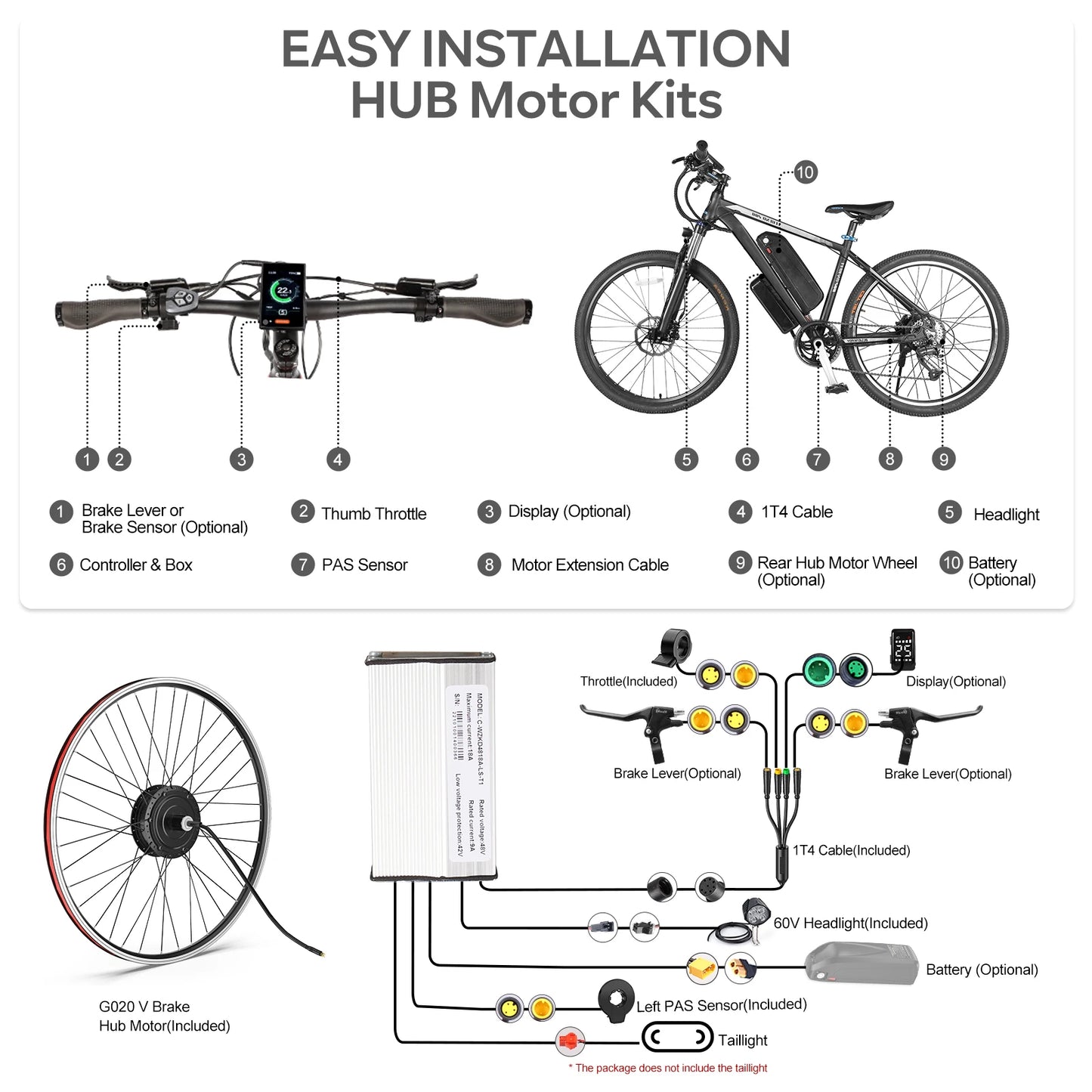 [US Direct ] Bafang 48V 500W 750w Wheel Hub Motor V-Brake Front & Rear Drive Electric Bicycle Conversion Kits 8fun eBike Engine