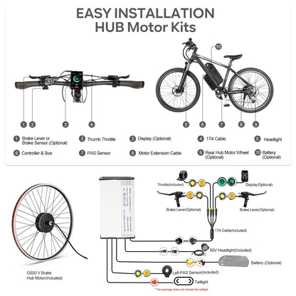 [US Direct ] Bafang 48V 500W 750w Wheel Hub Motor V-Brake Front & Rear Drive Electric Bicycle Conversion Kits 8fun eBike Engine