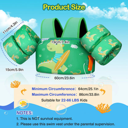 MoKo Toddler Swim Vest for Kids Swim Arm Floaties 30-60 lbs Boys and Girls Cartoon Swimming Water Wings Pool Float Vests Sleeves