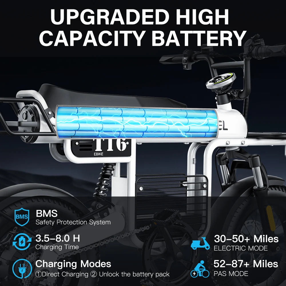 COSWHEEL T16 1000W Electric Bike 48V 15Ah Removable Battery 45km/H, 16''X4" Fat Tire 7-Speed E-Bike with EBike e bicycle