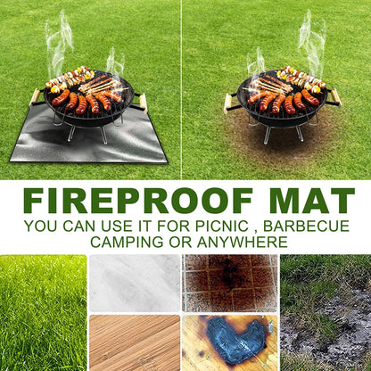 100cmx100cm Griddle BBQ Mat Heat Resistant Fire Retardant Base Pad 3 Layers Large Fire Pit Mat Easy To Clean for Grass Outdoor
