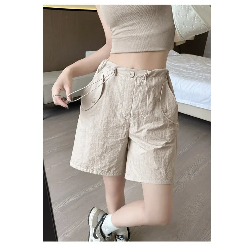 2026 Quick-drying Tooling Shorts for Women's Outer Wear Summer  Sports and Leisure Five-point Medium Pants
