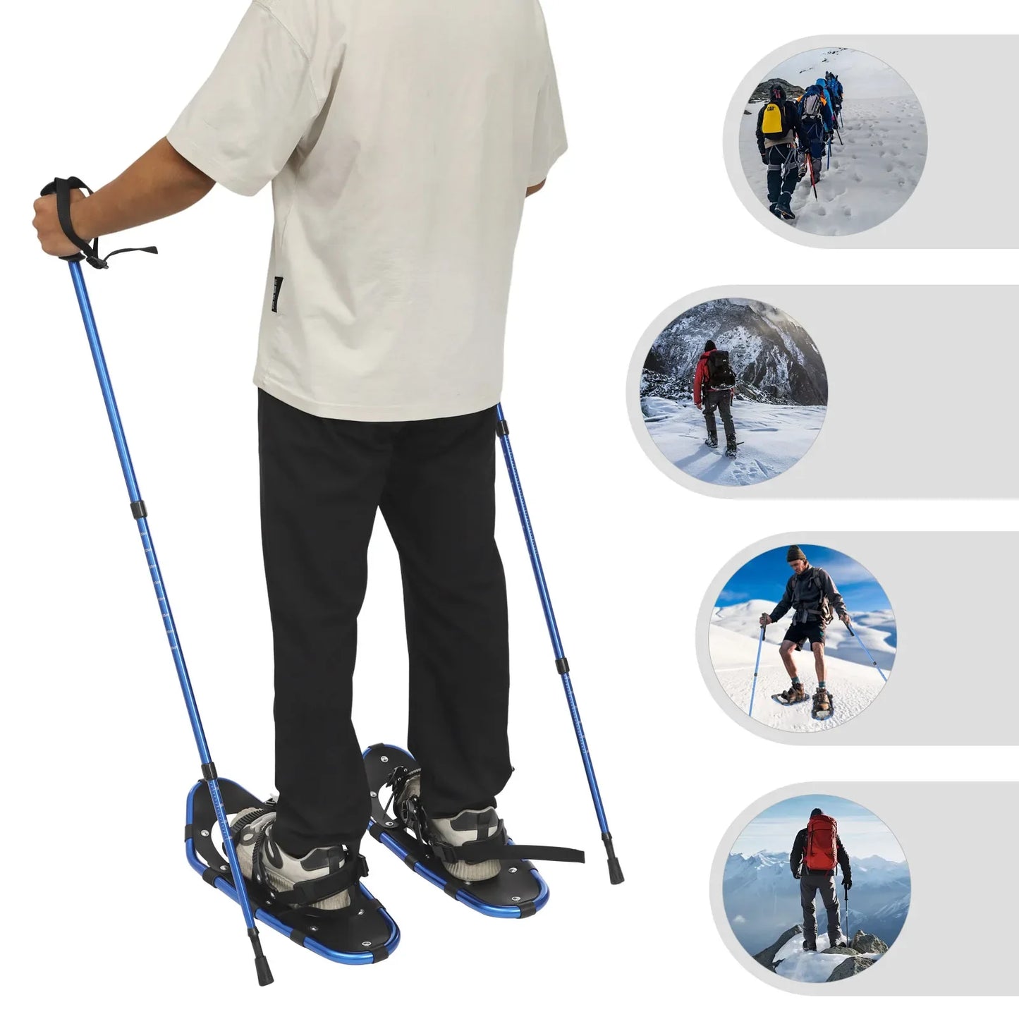21 Inch Snowshoes, Snowshoes& Adjuatable Trekking Poles, Snowshoes for Men Women Youth