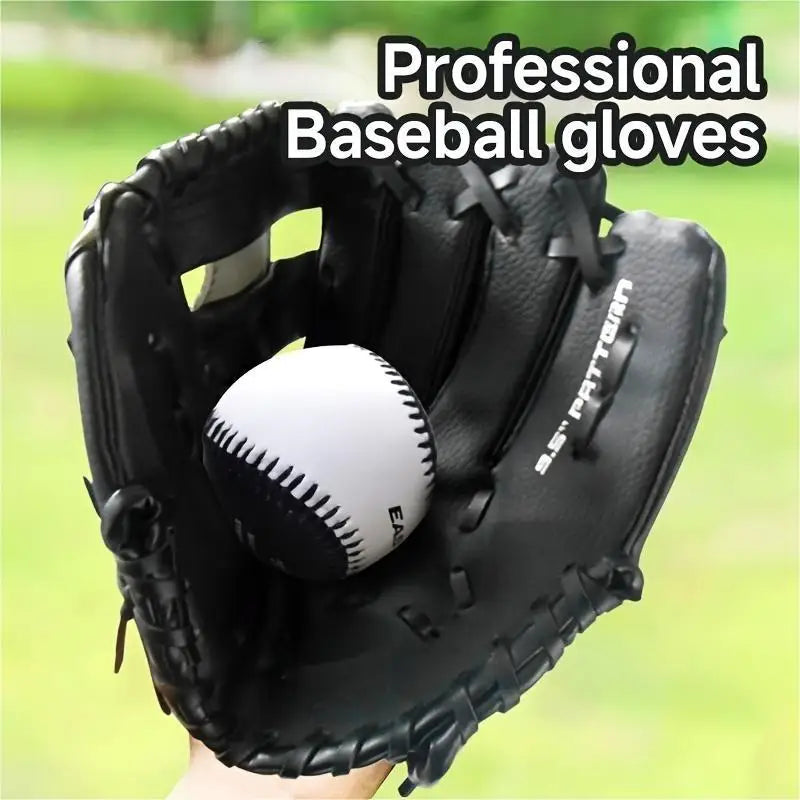 9.5" Baseball glove, Youth practice catching glove, adult PU leather batting glove, junior pitcher softball glove