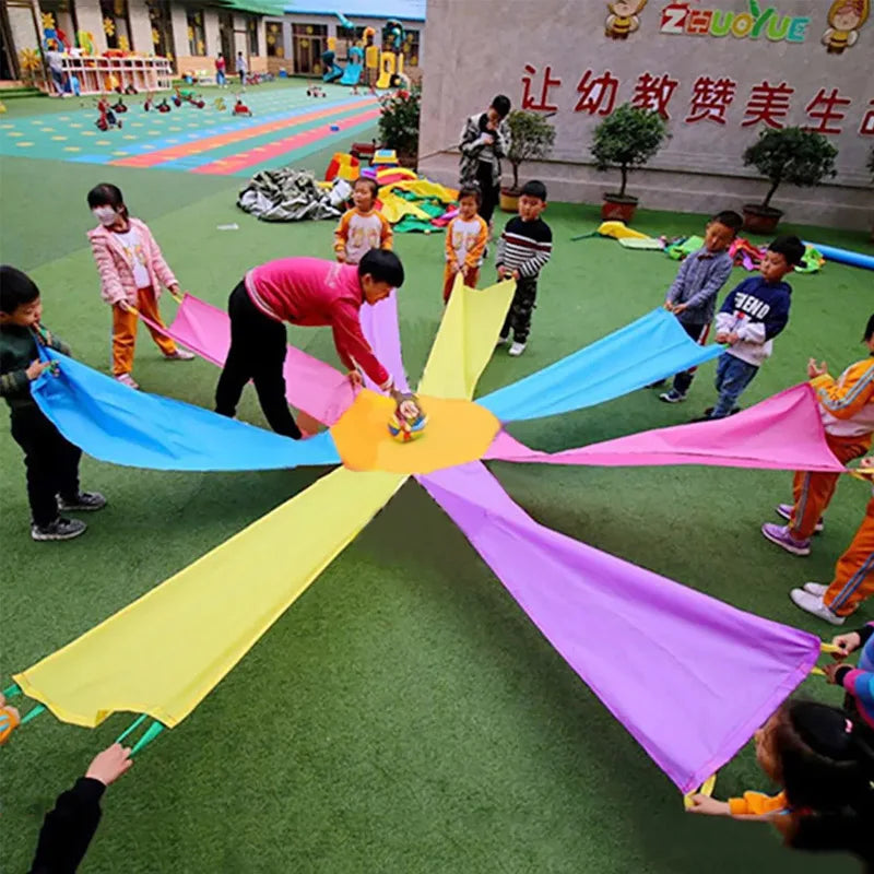 Childrens Rainbow Parachute Cooperative Play and Outdoor Playground Activities Team Building Games For Adults Kids Teens