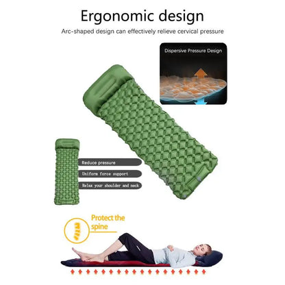 Inflatable Camping Mattress With Pillow