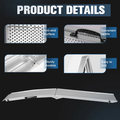 2Pcs 85inch Aluminum Folding Loading Ramps with Handle ATV Loading Ramps for Motorcycles Lawn Mowers UTVs and More