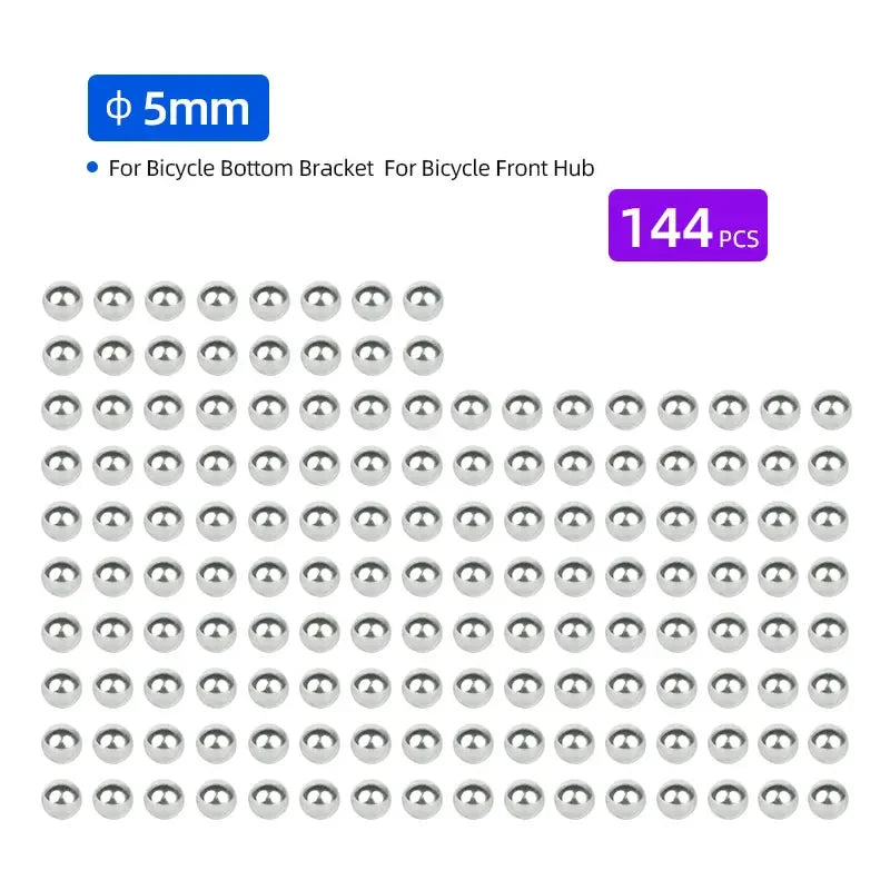 144/20pcs Bicycle Carbon Steel Loose Ball Bearing Dia. 1/4 1/8 3/8 3/16 5/16 5/32-inch 5mm 6mm for MTB Kids Bike Scooter