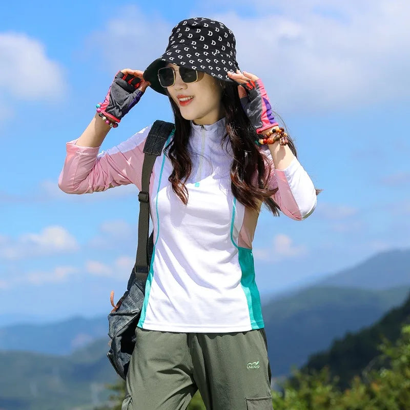 Outdoor Sunscreen Quick-drying Clothes Women's New in Long-sleeved T-shirts Light Breathable  Clothes Running Elastic Clothing