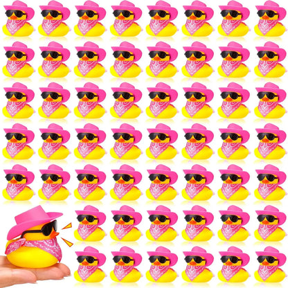 6/12/24/48 Set Cowboy Rubber Duck Mini Yellow Duckies Party Toy Tiny Ducks Toy for Summer Birthday Swimming Party Favor