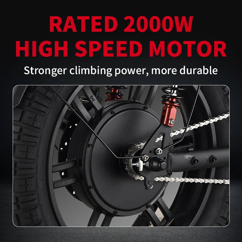 LET'S FLY Mountain bike 2000W 37MPH Adults City Electric Bicycle 48V 60AH 20 Inch Fat Tire  Courier E Bikes Oil Brake  Ebike
