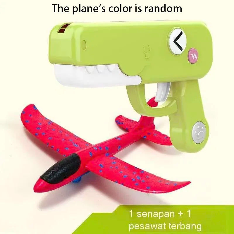 Outdoor Games Dumb  Dinosaur Ejection foam Aircraft Toy Gun One click Launch Three colors of indoor and outdoor aircraft Guns