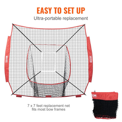 7x7 Ft Baseball Softball Practice Net, Portable Baseball Training Net For Hitting Batting Catching Pitching, Backstop Baseball
