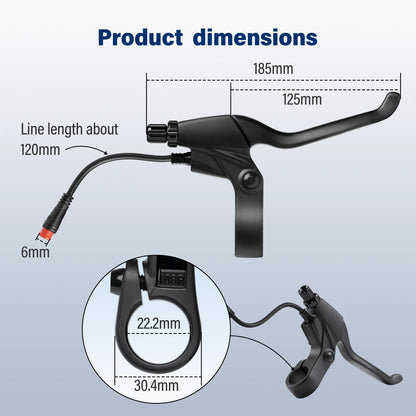 2 Pin Brake Levers for Electric Bicycle Brake Lever Handle Bar Grips 2 Wires Left & Right E-Bike Replacement Parts