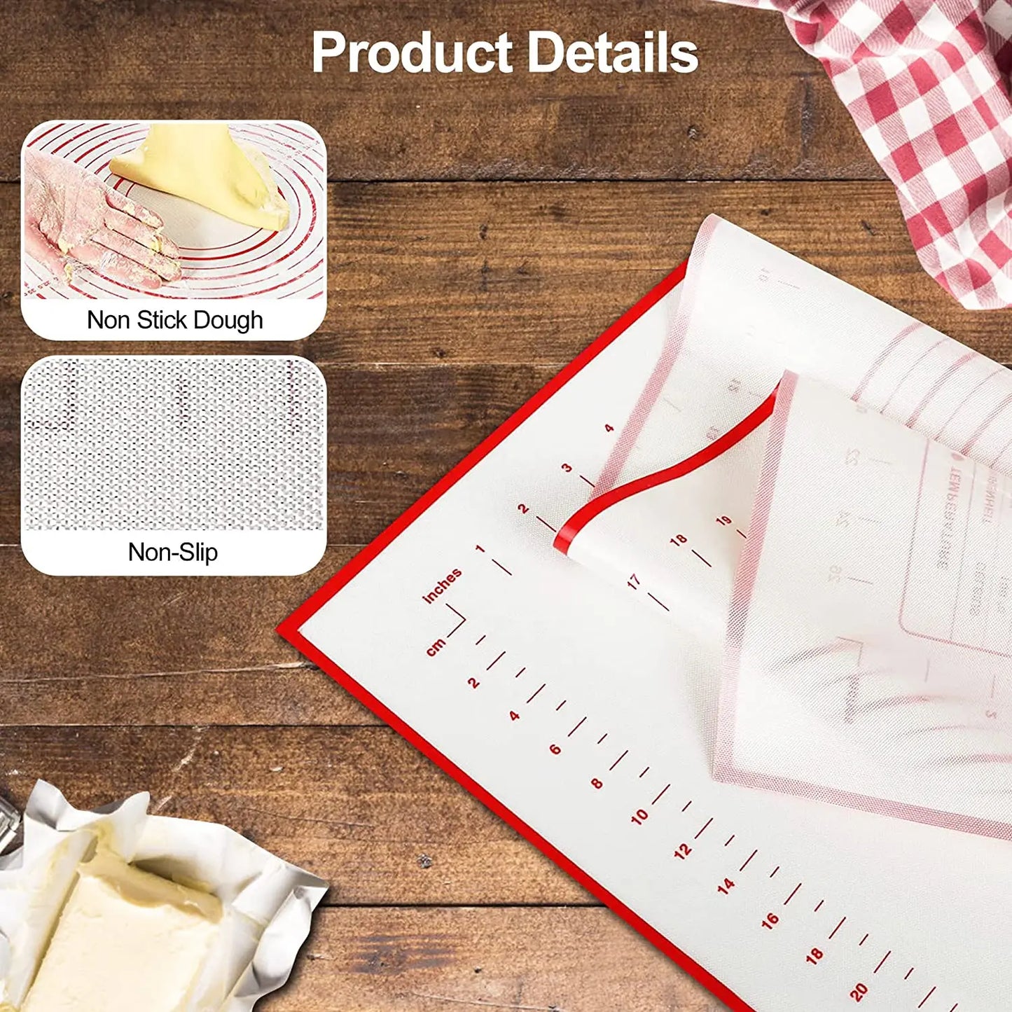 BUYYES 1PCS Silicone Baking Mat Kneading Pad Dough Mat Pizza Cake Dough Maker Kitchen Cooking Grill Non-Stick Gadgets Bakeware