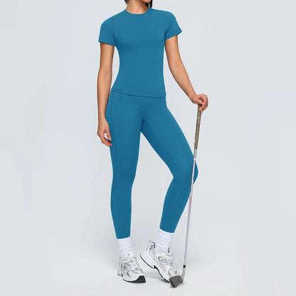 Yoga Set Quick Dry 2 Piece Female Short-sleeved long Pants Outdoor Sportswear Fitness suit Plus Size Sport outfit for woman