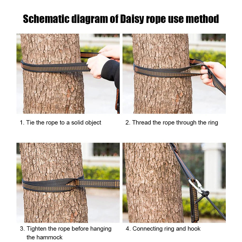 2pcs Camping Hammock Tree Hanging Strap Outdoor Polyester Hammocks Rope Belt Kit