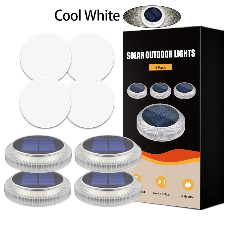4Pcs Solar Deck Lights Outdoor Step Lights Waterproof IP68 Led Solar Lights For Railing Stairs Yard Patio Pathway Driveway