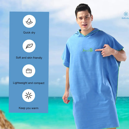 Quick-drying Changing Robe Quick Dry Bathrobe Hooded Absorbent Bath Towel Swimming & Fitness Super Absorbent Bathrobe