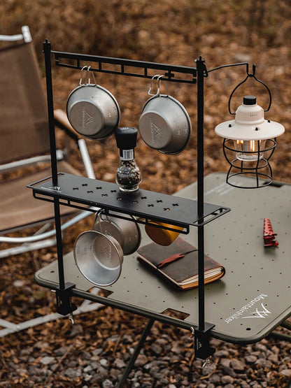 Camping Hanging Rack Detachable Camping Stand Outdoor Tools Organizer with Lantern Hook for Hiking Fishing Picnic BBQ