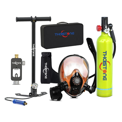 Thaistone 1L Diving Snorkeling Oxygen Cylinder Scuba Tank+Diving Mask+Scuba Adapter+Manual Air Pump