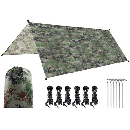 Portable Camouflage Awning Shade 210T Polyester Yarn Camping Tarp Waterproof Foldable Ultra-light Picnic Backpacking Equipment