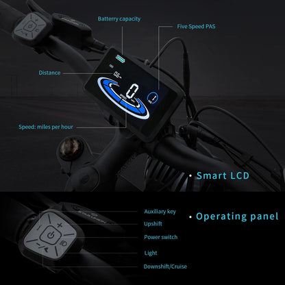 Xtion Electric Mountain Bike 750W 48V 17.5Ah 45Mile Class 3 E-Bike, 20" Fat Tire All-Terrain Bike with LCD Display UL Certified