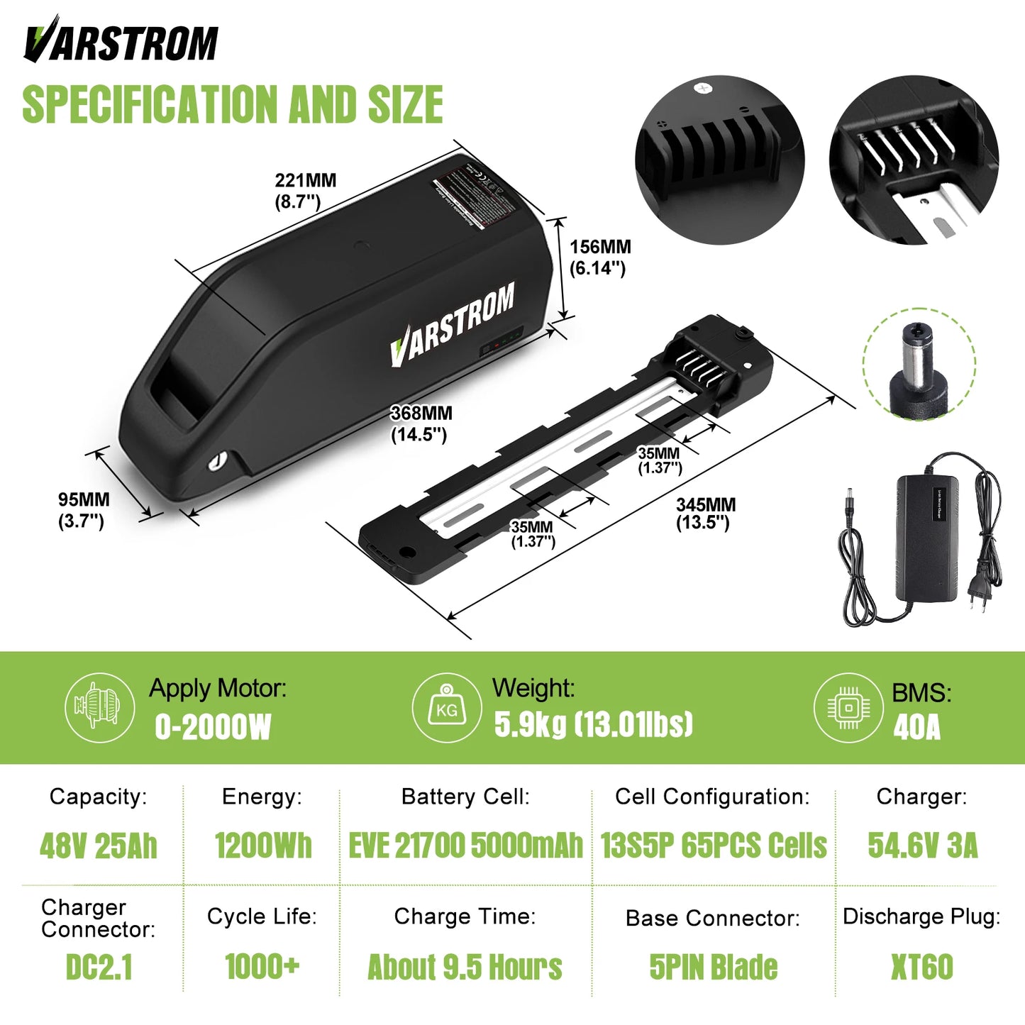 Varstrom 750W Mid Motor Kit Torque Sensor Drive VSM01 48V 36V eBike Engine Electric Bicycle Conversion Kit with 13 24Ah Battery