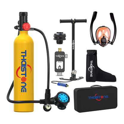 Thaistone 1L Diving Snorkeling Oxygen Cylinder Scuba Tank+Diving Mask+Scuba Adapter+Manual Air Pump