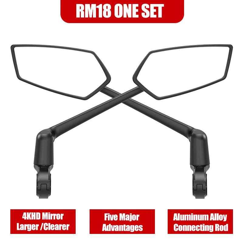 RBRL Wide Angle Bike Mirror Handlebar Ultra Clear Left Right Rearview mirror with Extended Mirror Arm for Electric Scooter