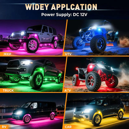 Honalia LED Rock Lights for Trucks 4/6/8/10/12 Pods RGB Truck Rock Lights Kits with App Control for ATV UTV RZR