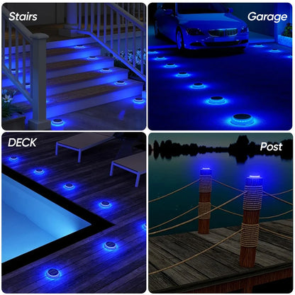 4Pcs Solar Deck Lights Outdoor Step Lights Waterproof IP68 Led Solar Lights For Railing Stairs Yard Patio Pathway Driveway