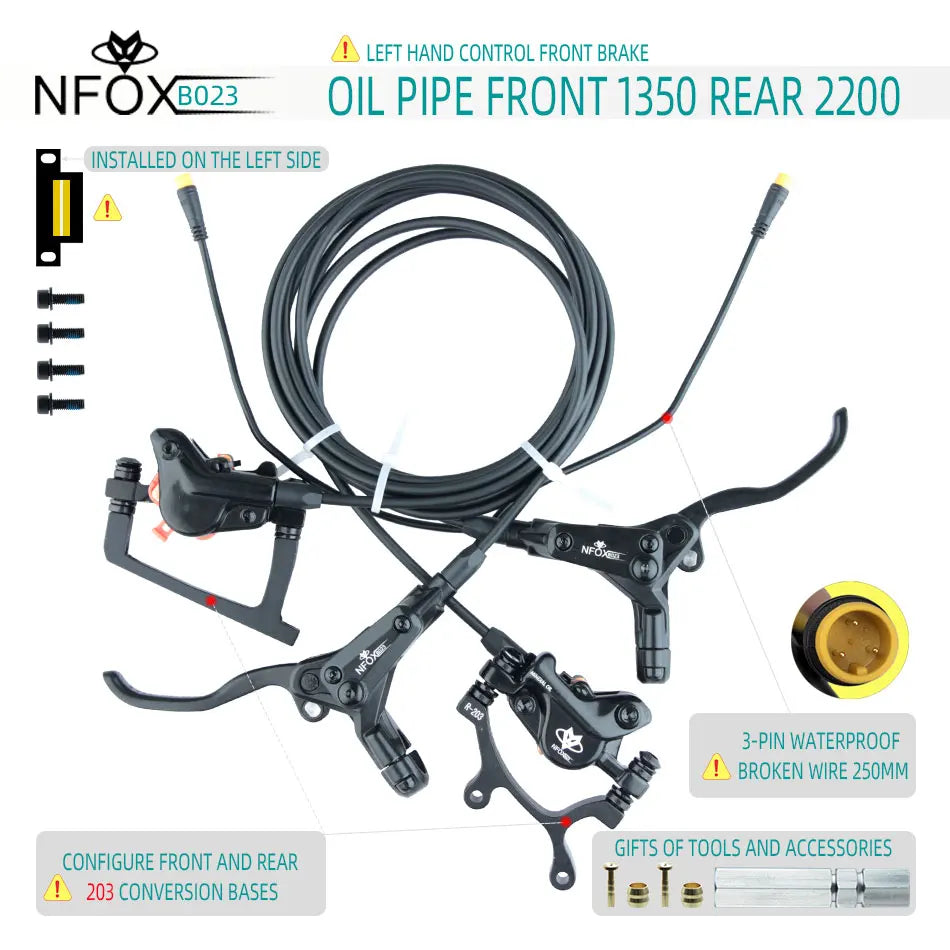 NFOX B023 Electric Bicycle Scooter Oil Disc Hydraulic Brake 160 Accessories 203 E bike 180 Power Off Right 140 GIFT Tool New