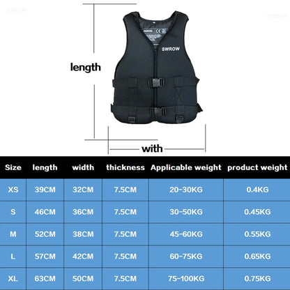 Neoprene Life Jacket for Adults and Children, Water Sport, Buoyancy, Life Vest, Swim Boating, Motorboat Driving Vest, Drifting