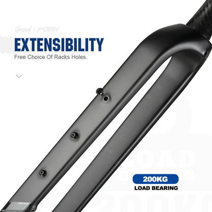 OG-EVKIN FK-020 Gravel Fork Carbon Fiber Tapered Gravel Bicycle Front Fork Bike Fork Black Matte 700C x 55C Thru Axle 12x100mm