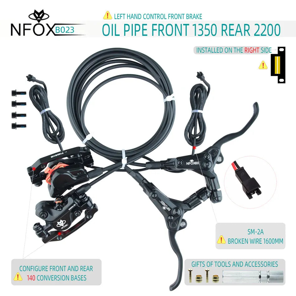 NFOX B023 Electric Bicycle Scooter Oil Disc Hydraulic Brake 160 Accessories 203 E bike 180 Power Off Right 140 GIFT Tool New