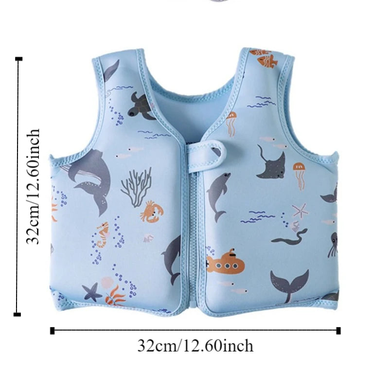 Not Falling Off Child Buoyancy Vest Anti Rollover Stable Baby Swimming Jackets Adjustable Cartoon Inflation-Free Swimming Vest