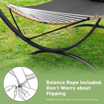 Portable Hammock with Stand, Foldable Patio Swing for 2-3 People, Heavy Duty Dark Gray