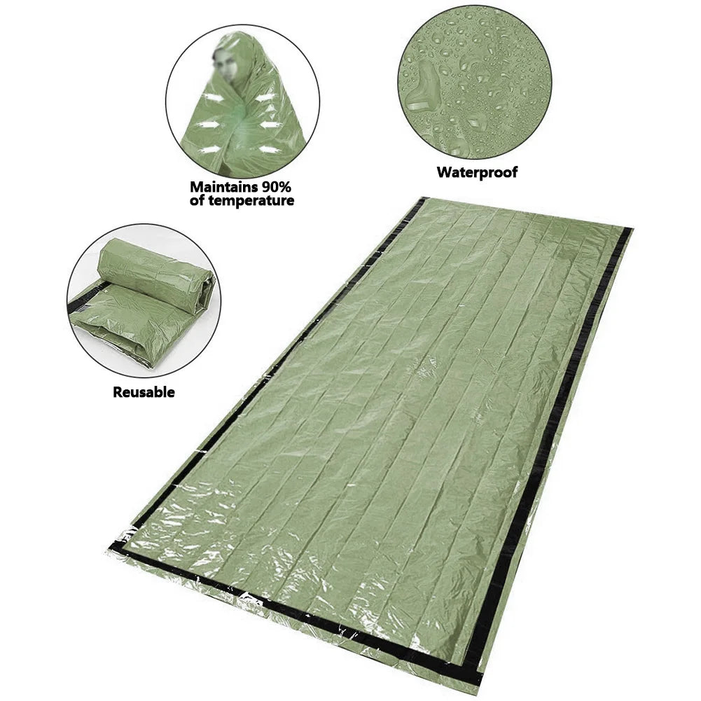 Emergency Sleeping Bag Waterproof Survival Sleeping Bag Portable Thermal Sleeping Bag for Camping Hiking Outdoor Adventure