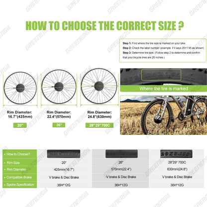 Bafang G020 48V500W Front Rear Gear Hub Motor Wheel 20-29 Inch 700C Brushless Electric Bike Conversion Kit Drive Engine